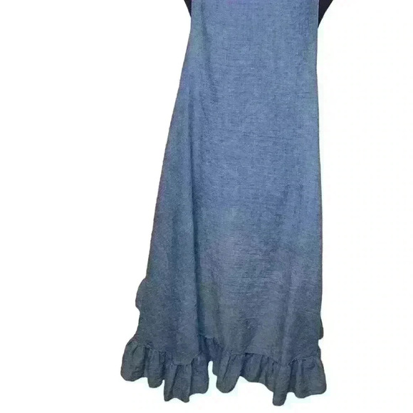 COPY - Long  Ruffled Duster Sleeveless Vest Blue - Picture 2 of 4